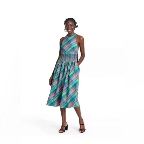 Christopher John Rogers X Target Collab Green Plaid Christmas dress size 16/18W - Picture 3 of 3